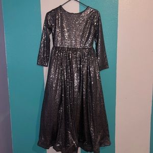 Girl silver sequin ball gown